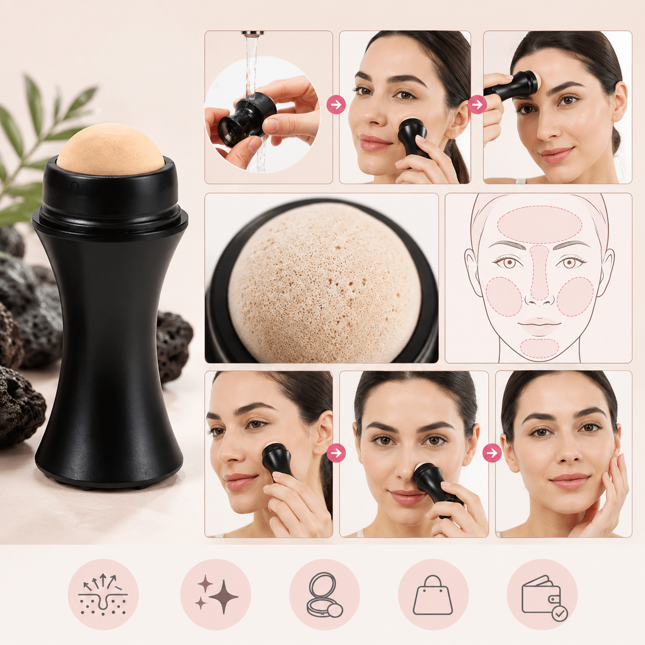 Rodillo Absorbente De Grasa Facial
