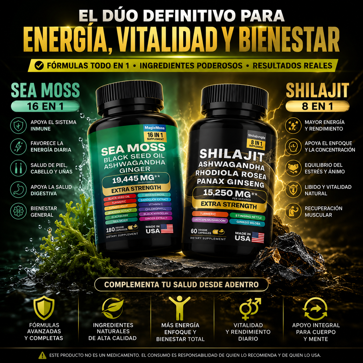 Kit Shilajit Sea Moss 60 Cap 2 Pcs